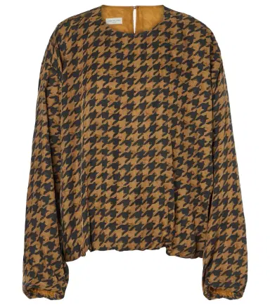 Dries Van Noten Houndstooth satin blouse | Thumbnail 1