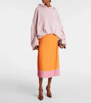 Dries Van Noten Colorblocked pleated midi skirt | Thumbnail 2