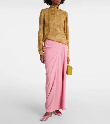 Dries Van Noten Draped crêpe maxi skirt | Thumbnail 3