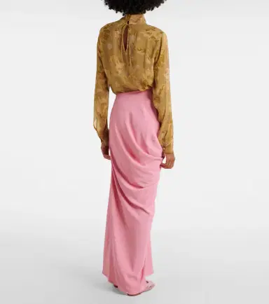 Dries Van Noten Draped crêpe maxi skirt | Thumbnail 4