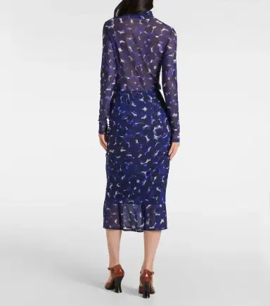 Dries Van Noten Printed gathered jersey midi skirt | Thumbnail 2