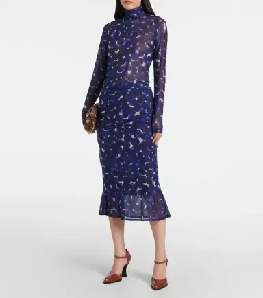Dries Van Noten Printed gathered jersey midi skirt | Thumbnail 5