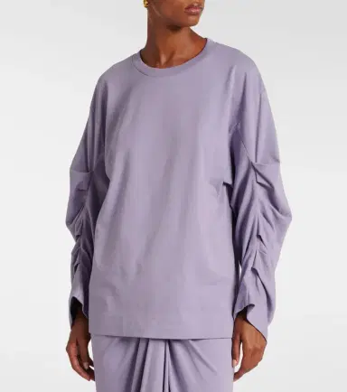 Dries Van Noten Ruched cotton jersey sweatshirt | Thumbnail 2
