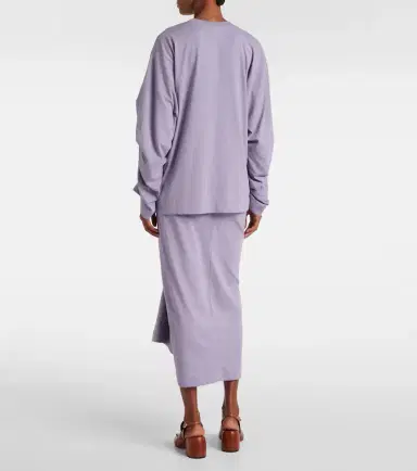 Dries Van Noten Ruched cotton jersey sweatshirt | Thumbnail 3