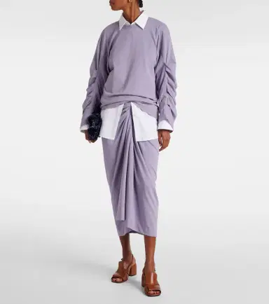 Dries Van Noten Ruched cotton jersey sweatshirt | Thumbnail 6