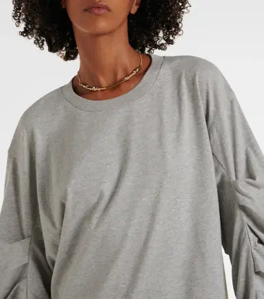 Dries Van Noten Ruched oversized cotton jersey top | Thumbnail 3