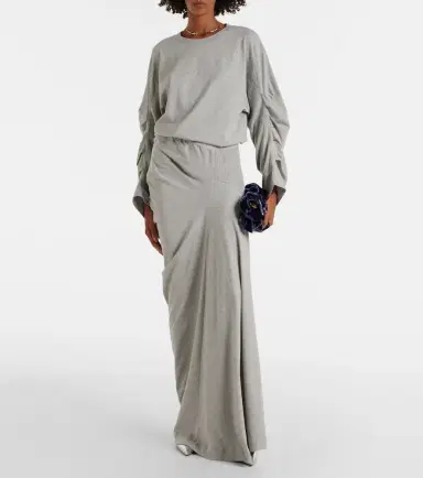 Dries Van Noten Ruched oversized cotton jersey top | Thumbnail 4