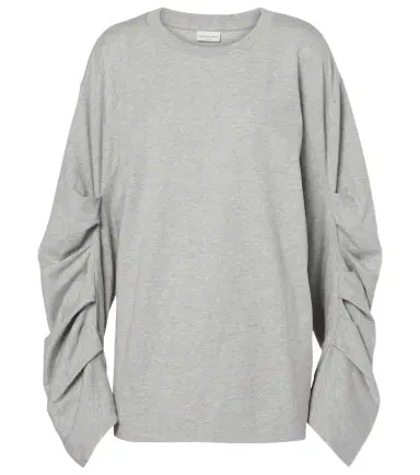 Dries Van Noten Ruched oversized cotton jersey top | Thumbnail 1