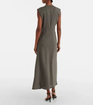 Jil Sander Tie-neck virgin wool canvas midi dress | Thumbnail 3