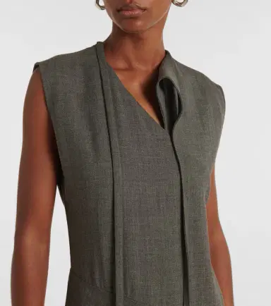Jil Sander Tie-neck virgin wool canvas midi dress | Thumbnail 6