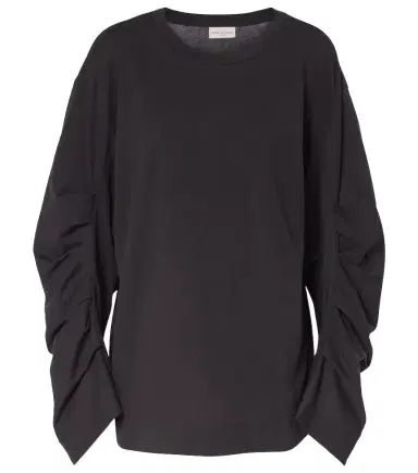 Dries Van Noten Ruched cotton jersey sweatshirt | Thumbnail 1