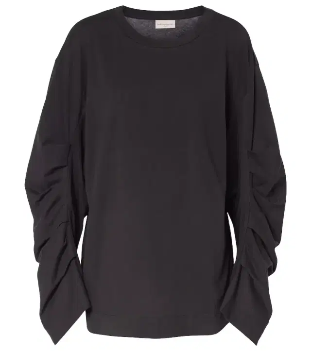 Dries Van Noten Ruched cotton jersey sweatshirt