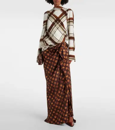 Dries Van Noten Polka-dot gathered silk maxi skirt | Thumbnail 2