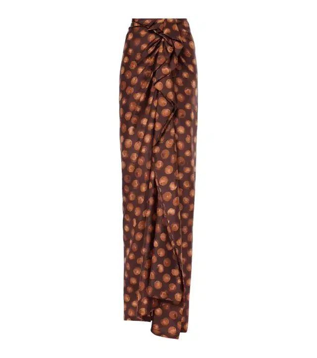 Dries Van Noten Polka-dot gathered silk maxi skirt