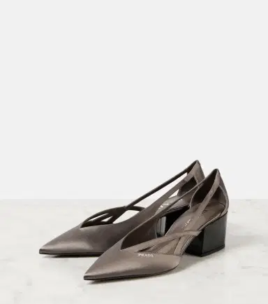 Prada Pointy 55 cutout satin pumps | Thumbnail 5
