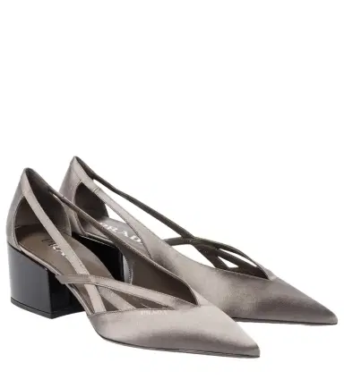 Prada Pointy 55 cutout satin pumps | Thumbnail 1