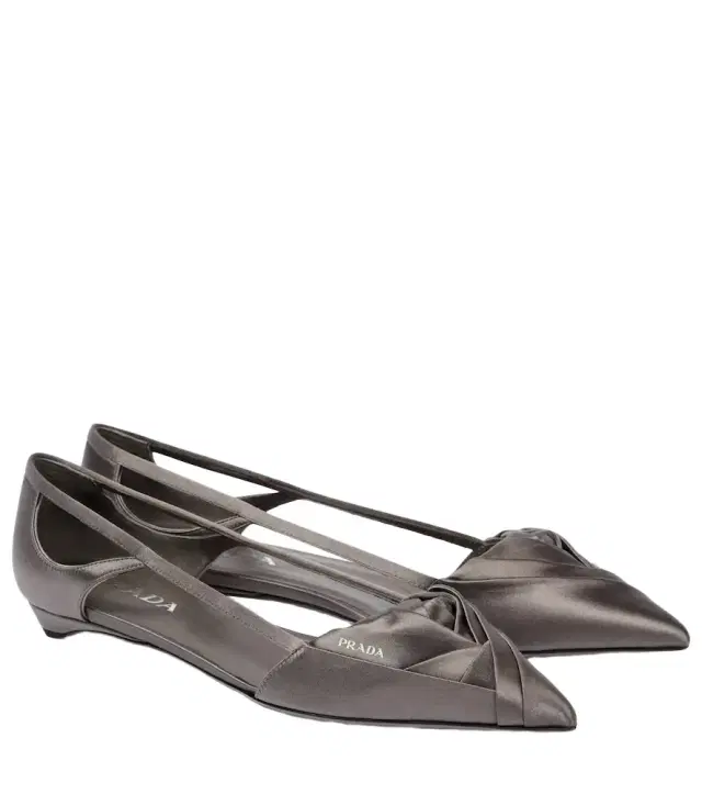 Cutout satin ballet flats