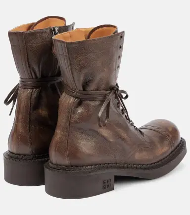 Miu Miu Leather lace-up boots | Thumbnail 2