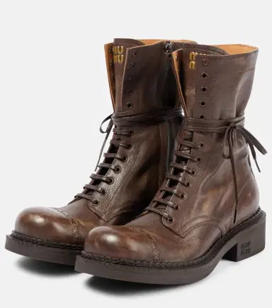 Miu Miu Leather lace-up boots | Thumbnail 3