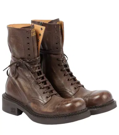 Miu Miu Leather lace-up boots | Thumbnail 1