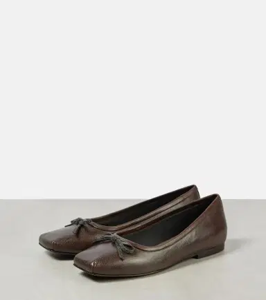Brunello Cucinelli Monili bow-detail leather ballet flats | Thumbnail 2