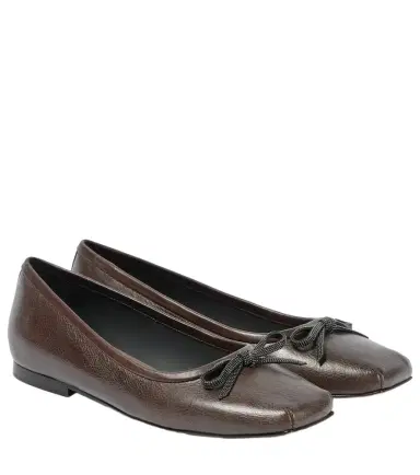 Brunello Cucinelli Monili bow-detail leather ballet flats | Thumbnail 1