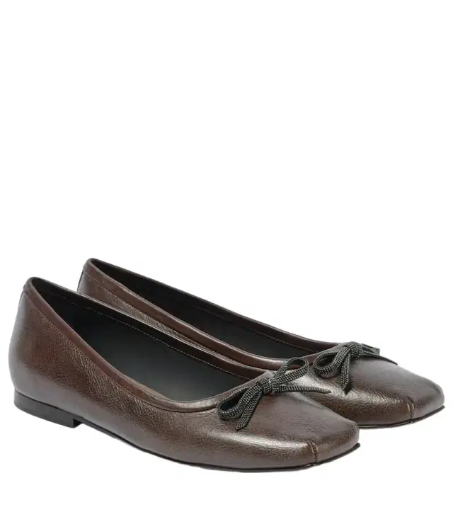 Brunello Cucinelli Monili bow-detail leather ballet flats