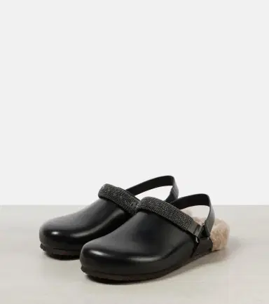 Brunello Cucinelli Monili shearling-lined leather clogs | Thumbnail 2 Brunello Cucinelli Monili shearling-lined leather clogs | Thumbnail 2