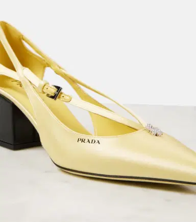 Prada 55 embellished cutout satin pumps | Thumbnail 2