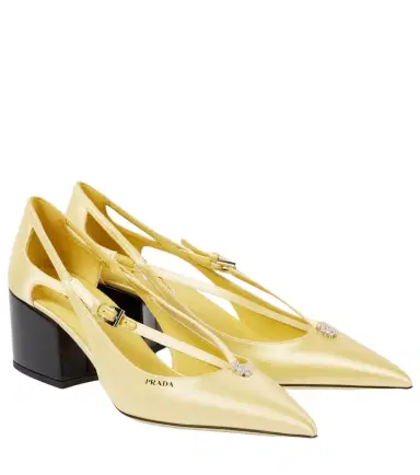 Prada 55 embellished cutout satin pumps | Thumbnail 1