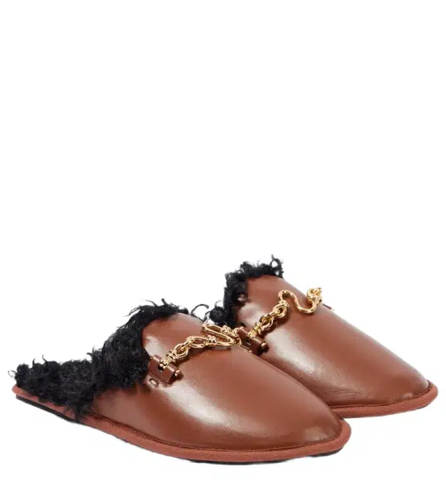 Stella McCartney Ryder teddy-trimmed faux leather mules