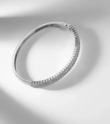 Bucherer Fine Jewellery Baguette Love 18kt white gold bangle with diamonds | Thumbnail 2