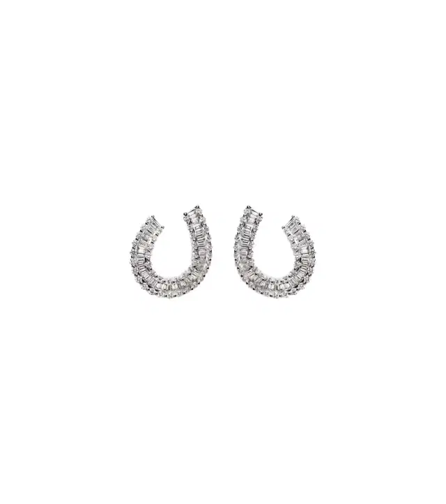 Bucherer Fine Jewellery Baguette Love 18kt white gold earrings with diamonds