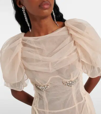 Simone Rocha Embellished ruched mesh midi dress | Thumbnail 2