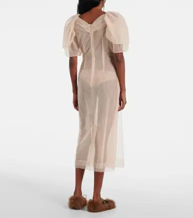 Simone Rocha Embellished ruched mesh midi dress | Thumbnail 4