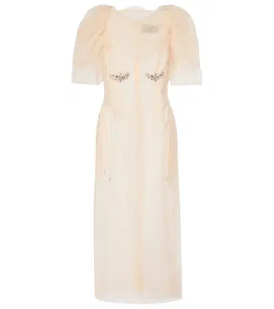 Simone Rocha Embellished ruched mesh midi dress | Thumbnail 1