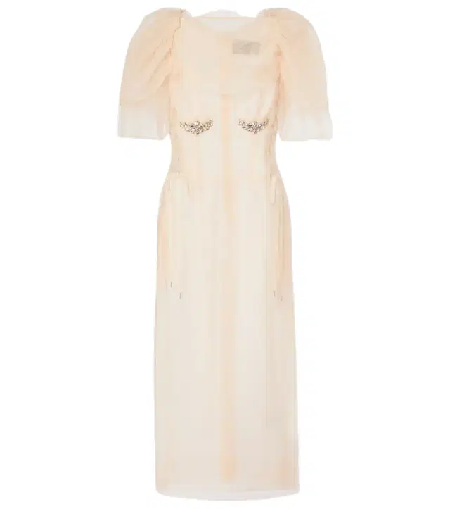 Simone Rocha Embellished ruched mesh midi dress