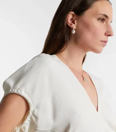 Octavia Elizabeth 18kt yellow gold earrings with diamonds and pearls | Thumbnail 2