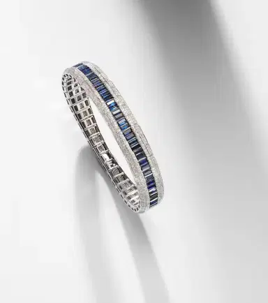 SHAY JEWELRY Stretch 18kt white gold bracelet with sapphires and diamonds | Thumbnail 5
