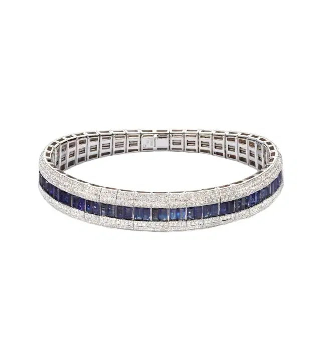 Shay Jewelry Stretch 18kt white gold bracelet with sapphires and diamonds