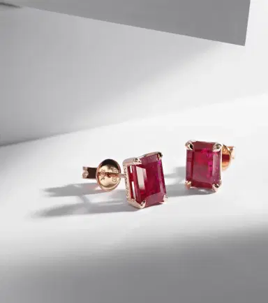 SHAY JEWELRY 18kt rose gold earrings with rubies | Thumbnail 5