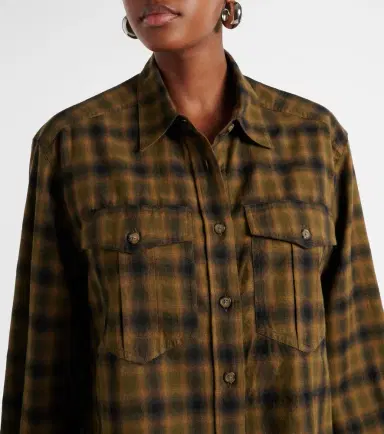 Marant Étoile Telina plaid cropped cotton shirt | Thumbnail 3