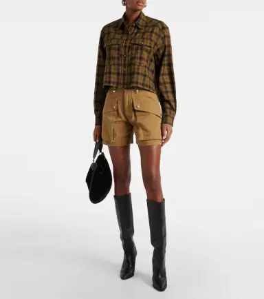 Marant Étoile Telina plaid cropped cotton shirt | Thumbnail 4