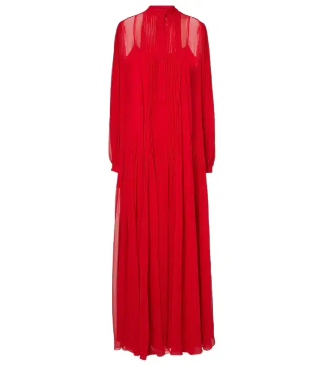 Costarellos Clarinda pleated silk georgette maxi dress