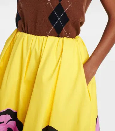 Miu Miu Floral poplin and jersey midi skirt | Thumbnail 2
