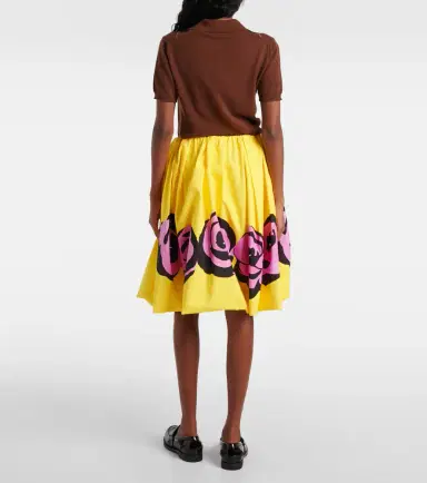Miu Miu Floral poplin and jersey midi skirt | Thumbnail 4