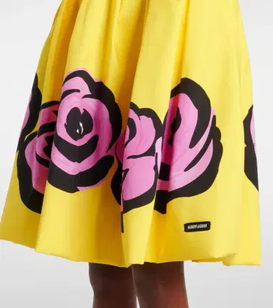 Miu Miu Floral poplin and jersey midi skirt | Thumbnail 5