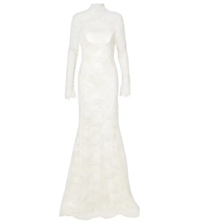 Danielle Frankel Bridal Adena floral lace-trimmed wool and silk gown