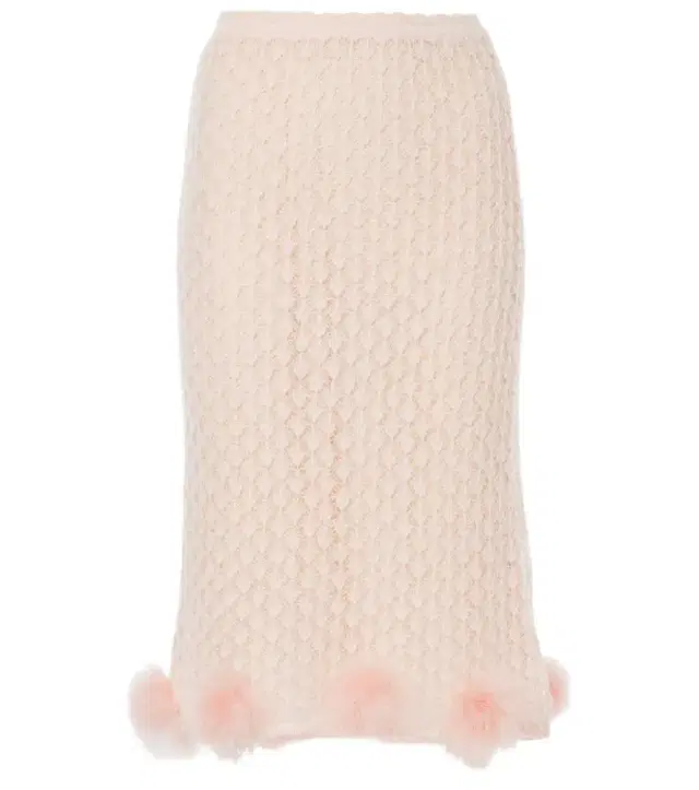 BLUMARINE Feather-trimmed mohair and wool-blend midi skirt