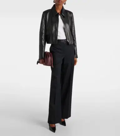 Nour Hammour Bleeker cropped leather jacket | Thumbnail 2